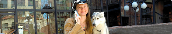 Woman on phone with dog